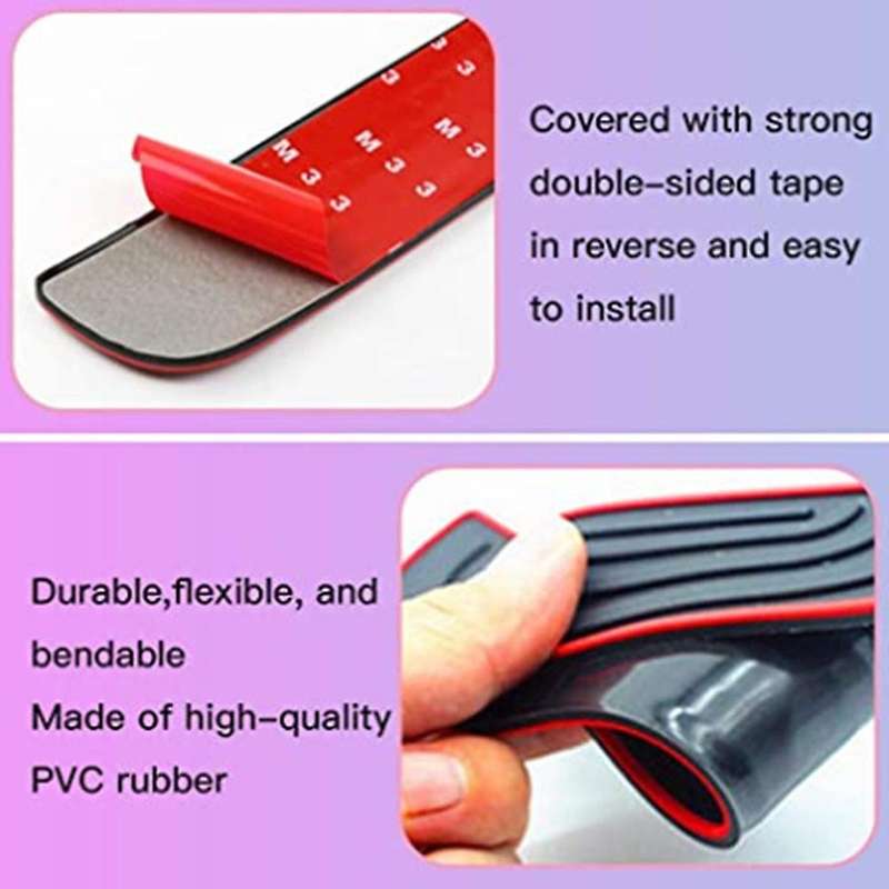 4Pcs/Set Door Sill Plate Protectors for Car All Models,Black PVC Soft Rubber Front/Rear Door Sill Sc