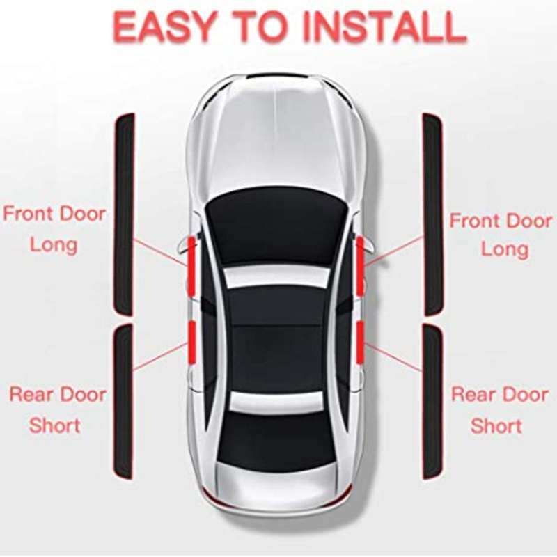 4Pcs/Set Door Sill Plate Protectors for Car All Models,Black PVC Soft Rubber Front/Rear Door Sill Sc