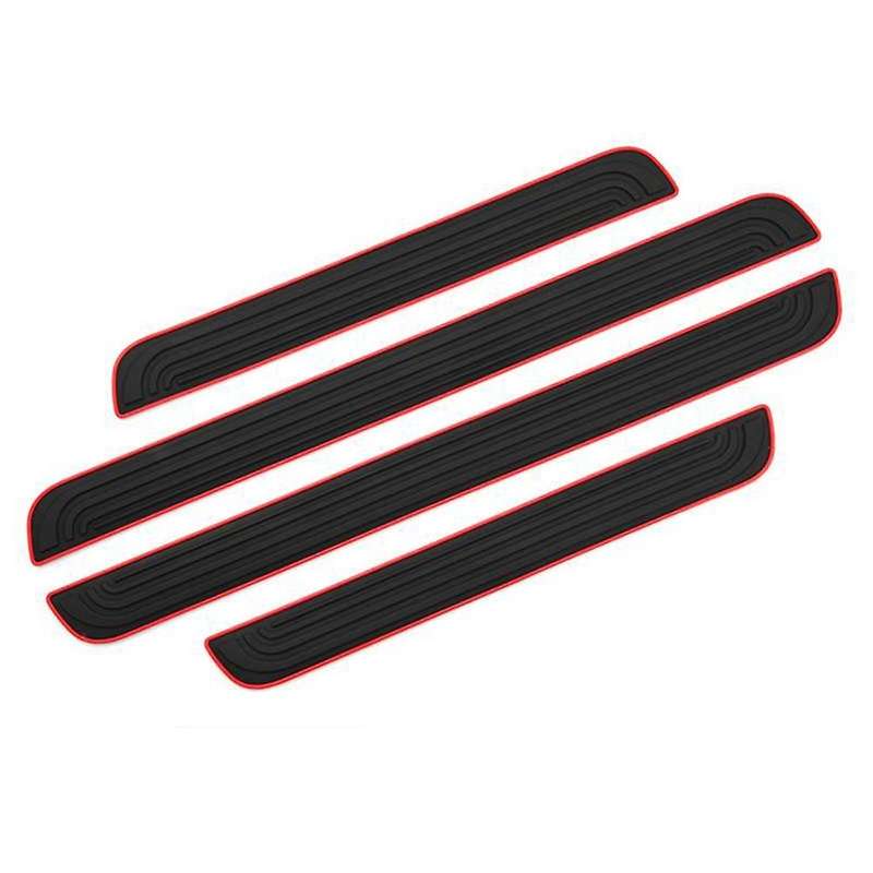 4Pcs/Set Door Sill Plate Protectors for Car All Models,Black PVC Soft Rubber Front/Rear Door Sill Sc