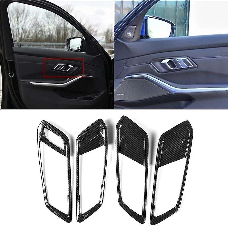 4Pcs/Set Carbon Fiber Color ABS Car Interior Door Handle Frame Trim Cover Fit for  3 Series G20 2020