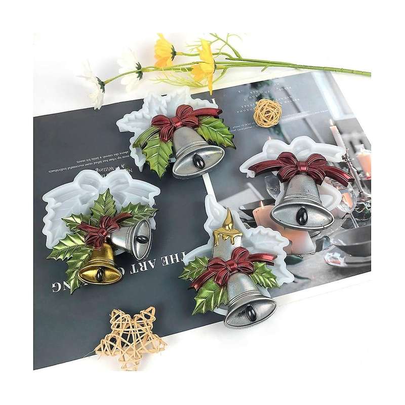 4Pcs/Set DIY Christmas Bell Ornament Silicone Moulds Resin Handicraft Casting Handmade Home Decorati