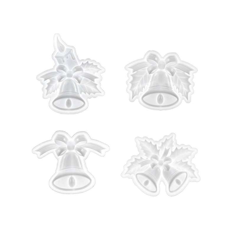 4Pcs/Set DIY Christmas Bell Ornament Silicone Moulds Resin Handicraft Casting Handmade Home Decorati