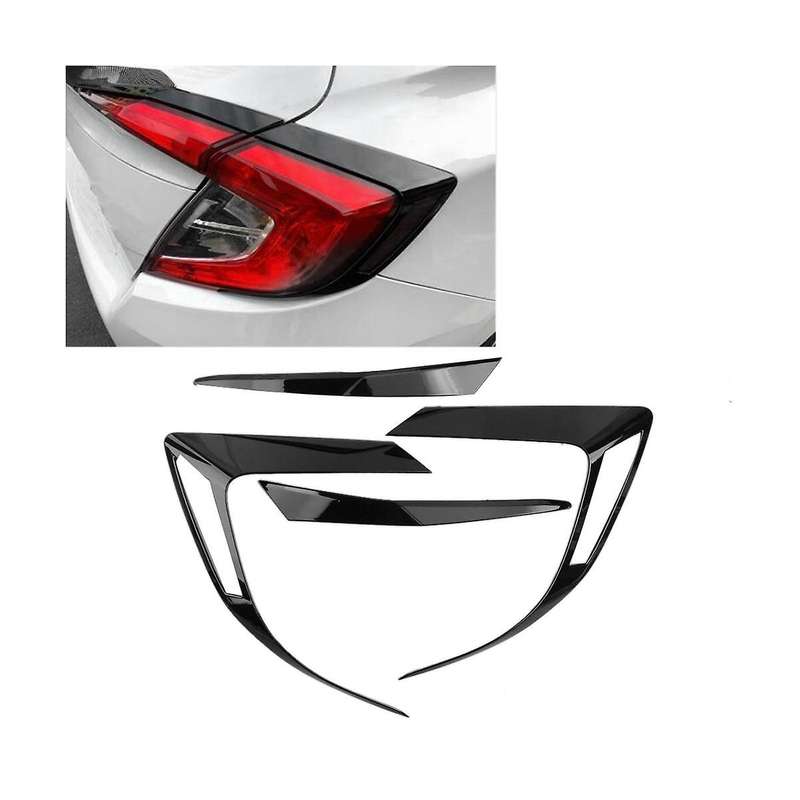 4pcs/set Glossy Black Tail Rear Light Lamp Cover Trim Abs Fit for 10th Sedan 2016 -2020 Replacement