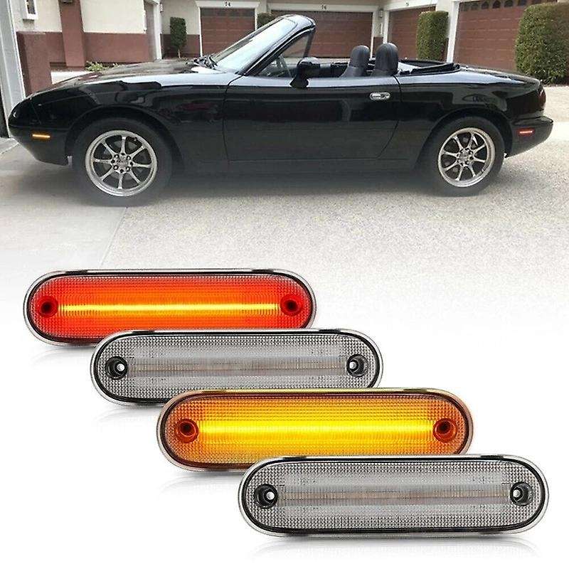 4Pcs/Set LED Side Marker Light Clear Lens Front Rear Turn Signal Lights Blinker Lamp for MX-5 MX5 MI