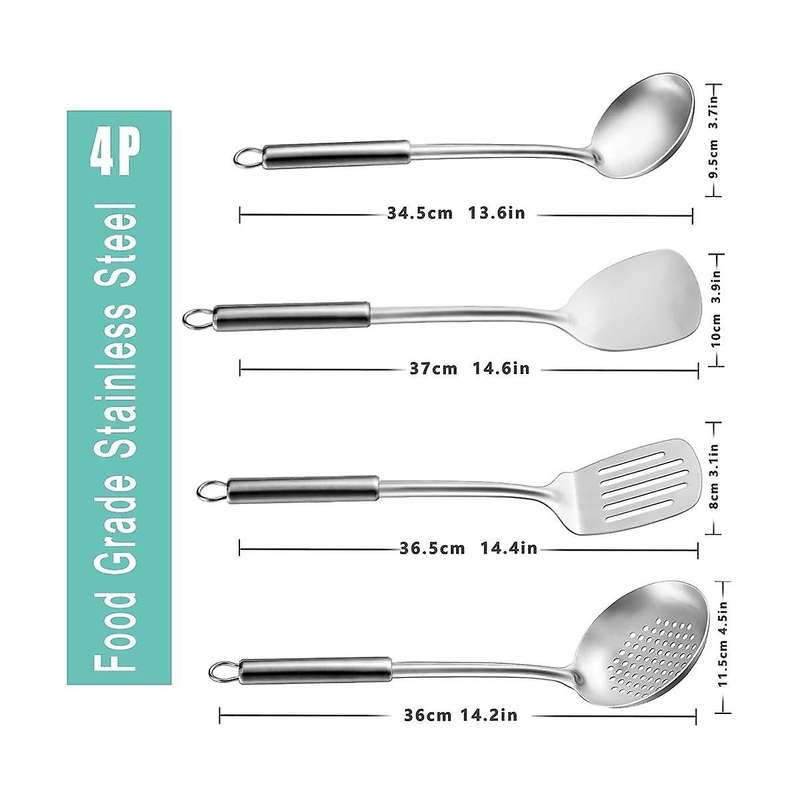 4-piece Cooking Utensils Set, Spatula Set, Wok Utensils Set Include Slotted Spoon, Wok Spatula and S