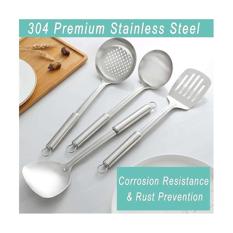4-piece Cooking Utensils Set, Spatula Set, Wok Utensils Set Include Slotted Spoon, Wok Spatula and S