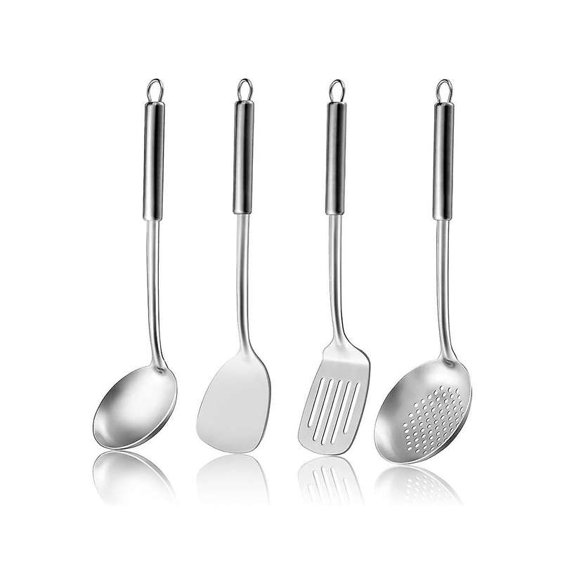 4-piece Cooking Utensils Set, Spatula Set, Wok Utensils Set Include Slotted Spoon, Wok Spatula and S