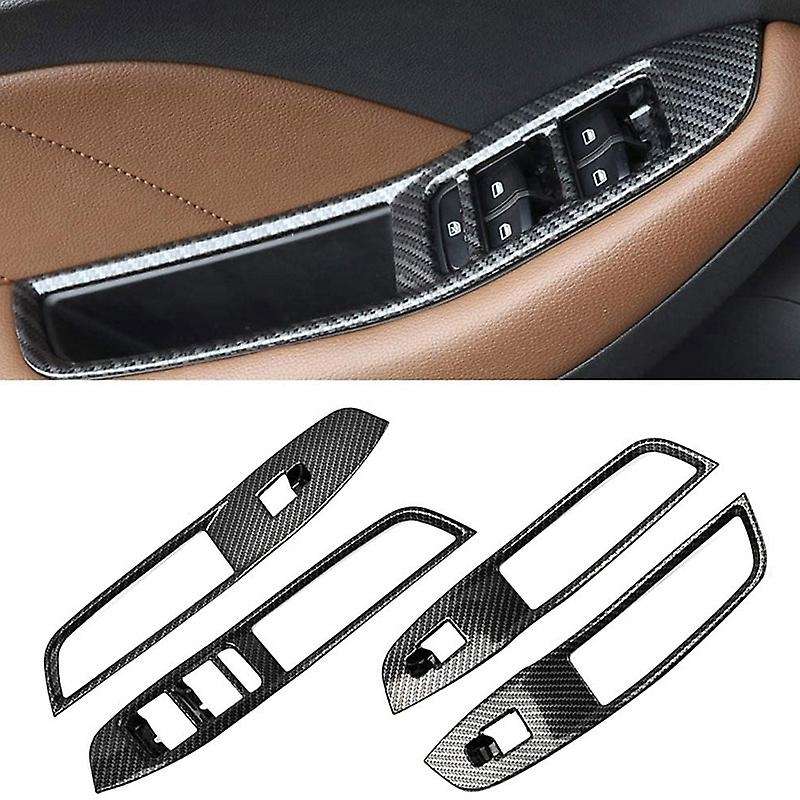 4Pcs/Set Window Switch Panel Cover Trim Decorative Sticker for 2017-2018 Carbon Fiber