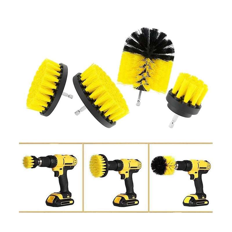4-piece Electric Cleaning Brush Head Kit Multi-functional Ceramic Tile Space Car Hub No Dead Angle H