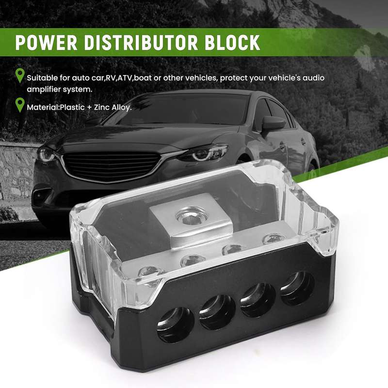 4way Power Distribution Block 0/2/4 Awg Gauge In 4/8/10 Gauge Out Car Audio Connecting for Audio Sp
