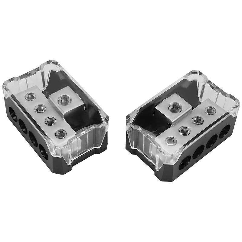 4way Power Distribution Block 0/2/4 Awg Gauge In 4/8/10 Gauge Out Car Audio Connecting for Audio Sp