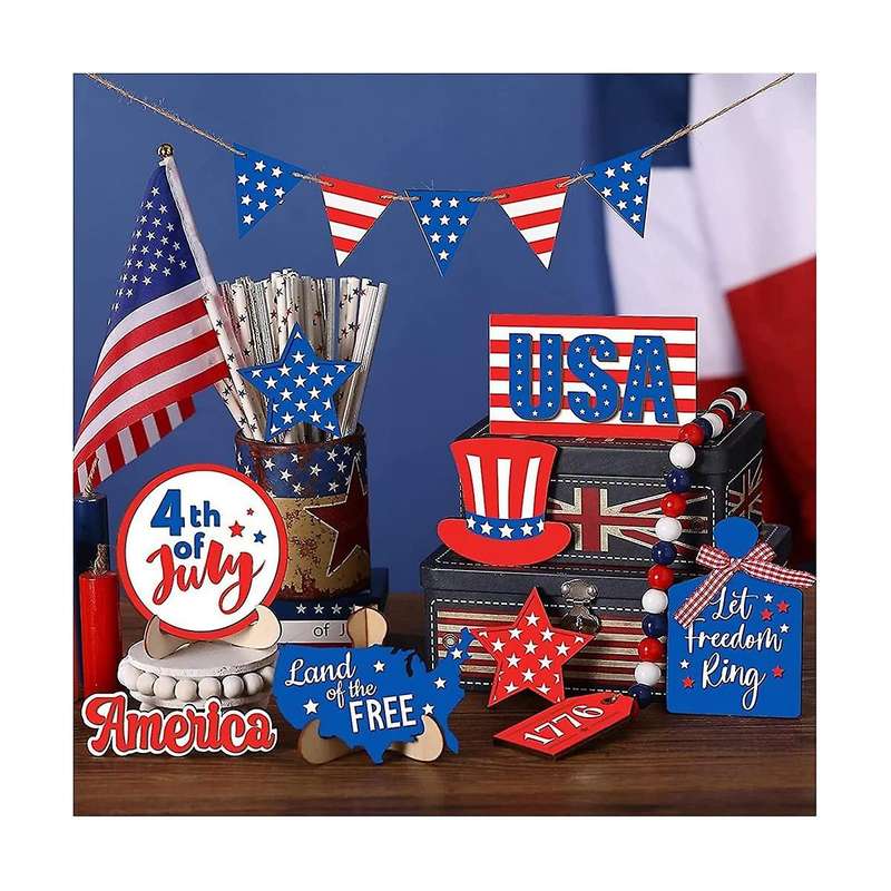 4th Of July Tiered Tray Decor Farmhouse Tray Decorations American Independence Memorial Day Red Whi