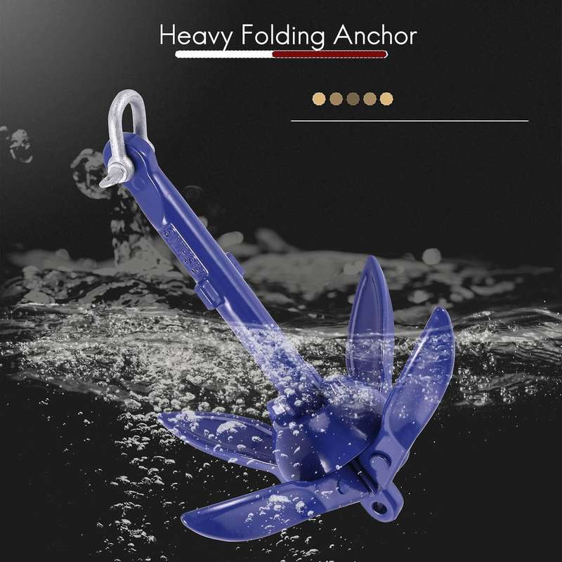 4-tine Rowing Boats Folding Anchor Small Boat Anchor Marine Rope Kit for Canoe Boat Marine Sailboat