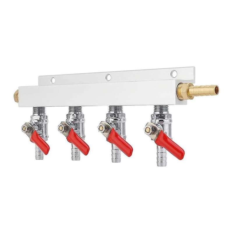 4-Way Gas Manifold 5/16inch Barbed Integrated Check Valve CO2 Distributor 4-Way CO2 Manifold Gas Dis