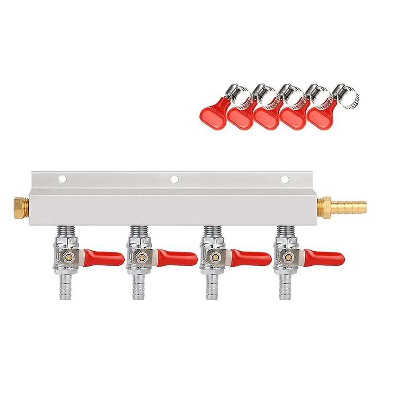 4-Way Gas Manifold 5/16inch Barbed Integrated Check Valve CO2 Distributor 4-Way CO2 Manifold Gas Dis