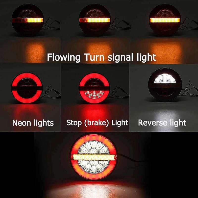 4X 12-24V LED Trailer Truck Tail Light Brake Light DRL Flow Turn Signal Lamp Strobe Light Car Boat B