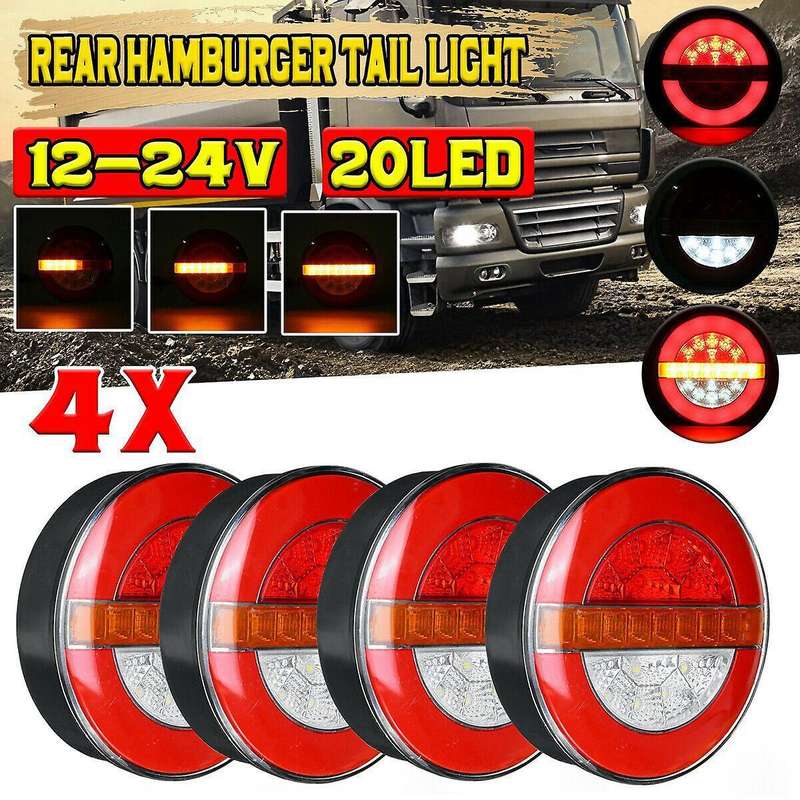 4X 12-24V LED Trailer Truck Tail Light Brake Light DRL Flow Turn Signal Lamp Strobe Light Car Boat B