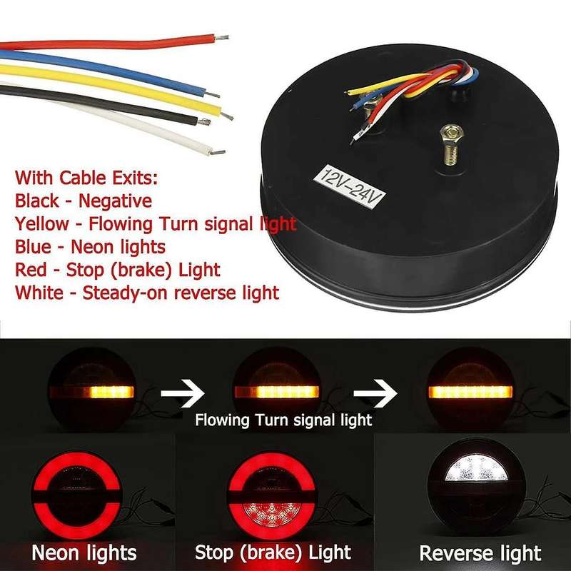 4X 12-24V LED Trailer Truck Tail Light Brake Light DRL Flow Turn Signal Lamp Strobe Light Car Boat B