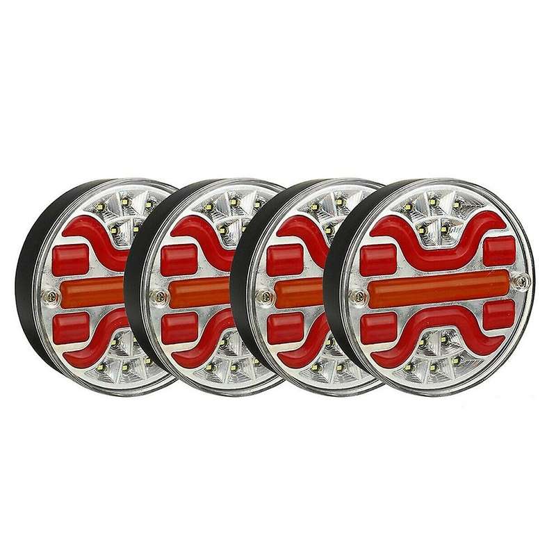4X 42 LED Rear Round Hamburger Tail Lamp Lights Lorry Truck Car Van Trailer