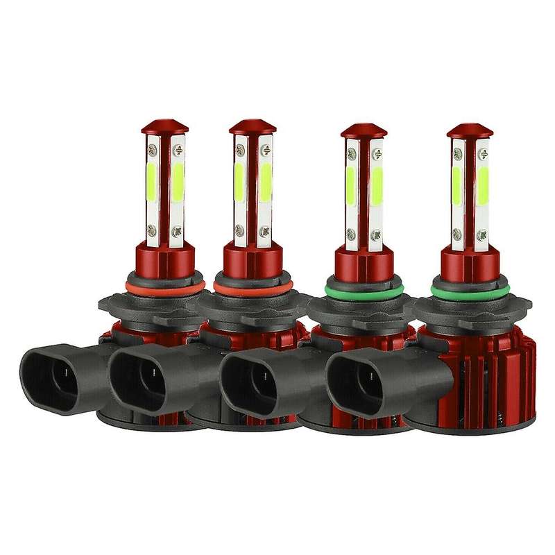 4X 8000K Ice Blue LED Headlight Bulbs Conversion Kit 9005 + 9006 High Low Beam 4-Sides