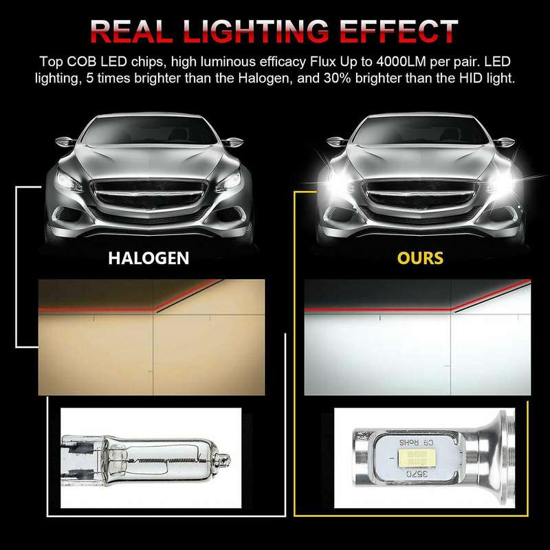 4X 9005 9006 Super White 6000K Combo LED Headlight Kit High Low Beam Fog Bulbs