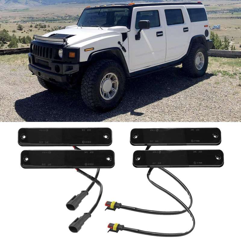 4X Car Smoked LED Side Marker Light Amber Red for HUMMER H2 2003-2009