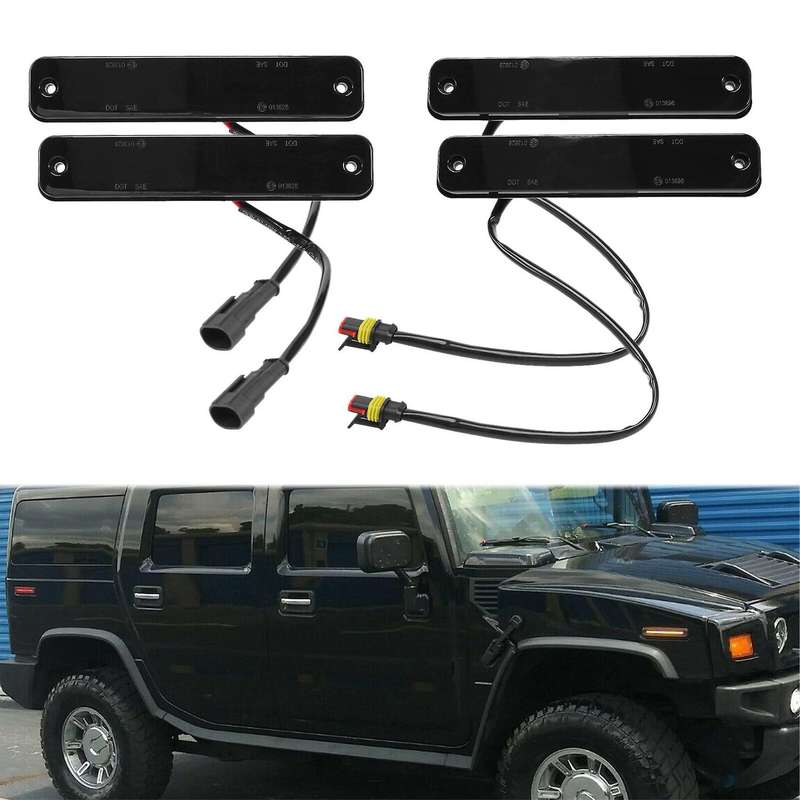4X Car Smoked LED Side Marker Light Amber Red for HUMMER H2 2003-2009