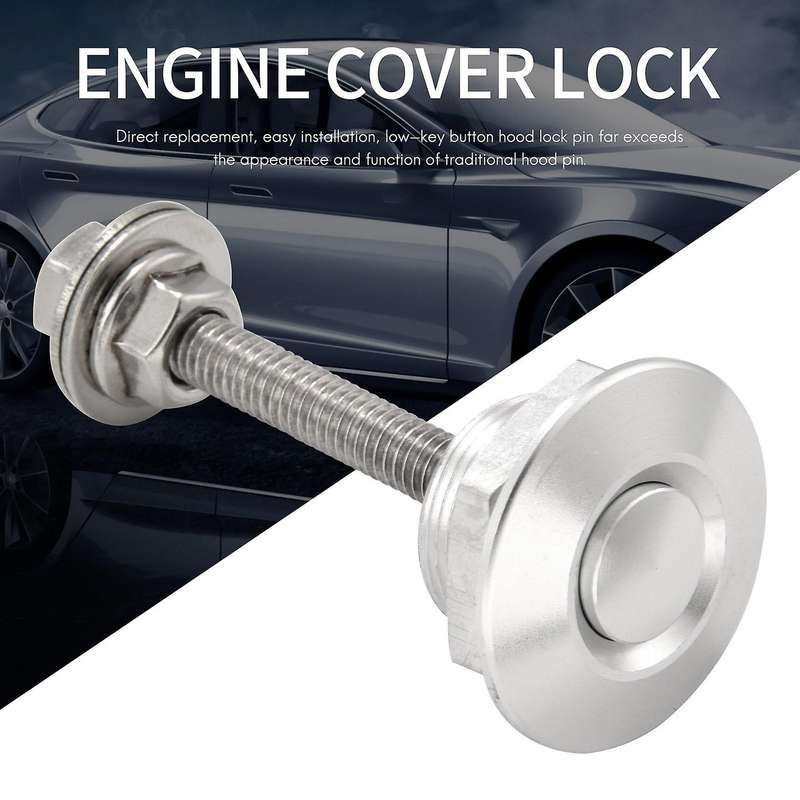 4X Quick Release Push Hood Latch Button Car Pin Lock Bumper Latches Silver