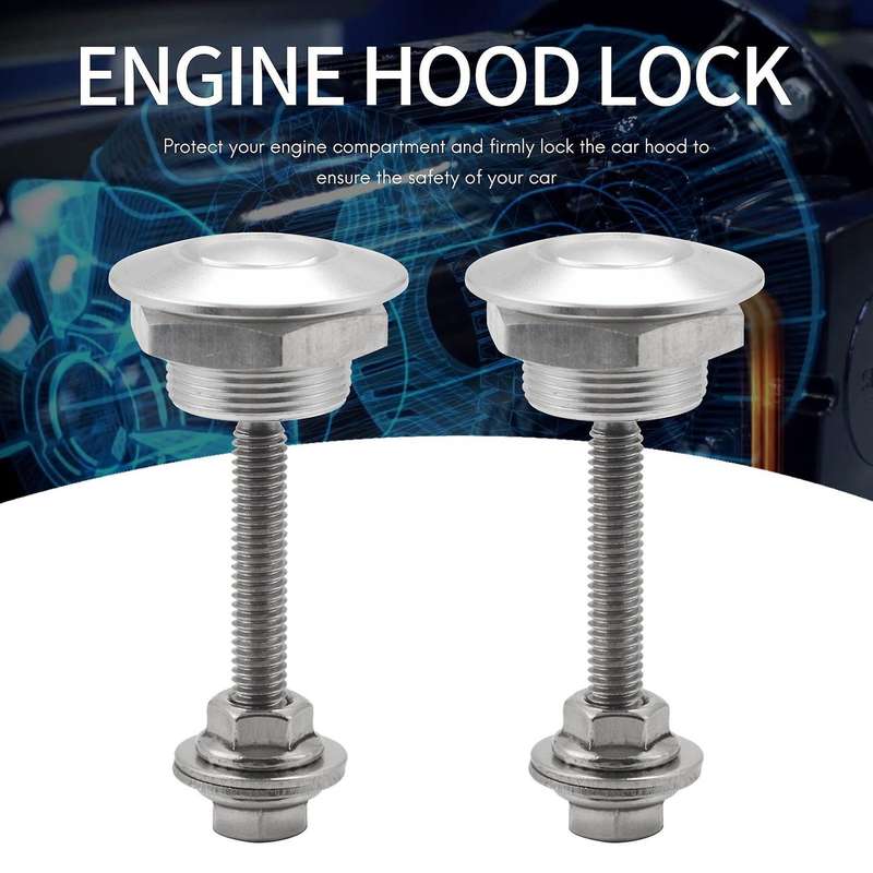4X Quick Release Push Hood Latch Button Car Pin Lock Bumper Latches Silver