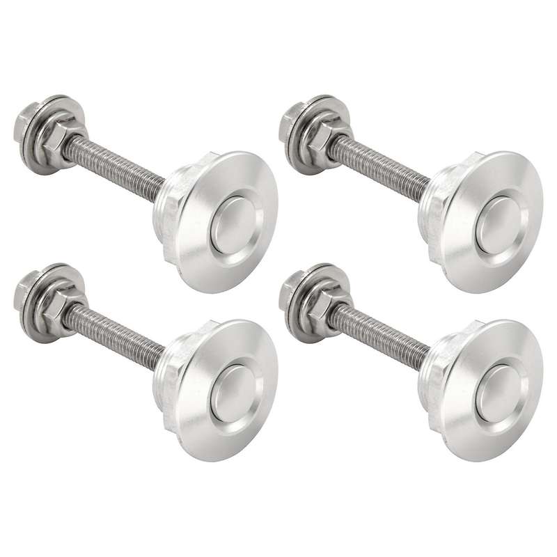 4X Quick Release Push Hood Latch Button Car Pin Lock Bumper Latches Silver