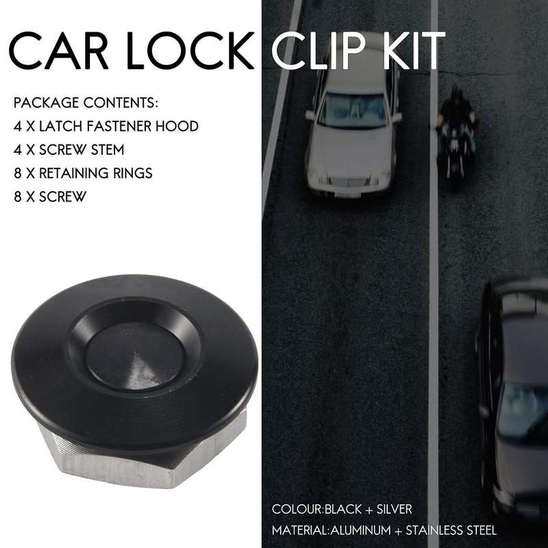 4X Push Button Quick Release Car Hood Latch Pin Lock Bumper Black