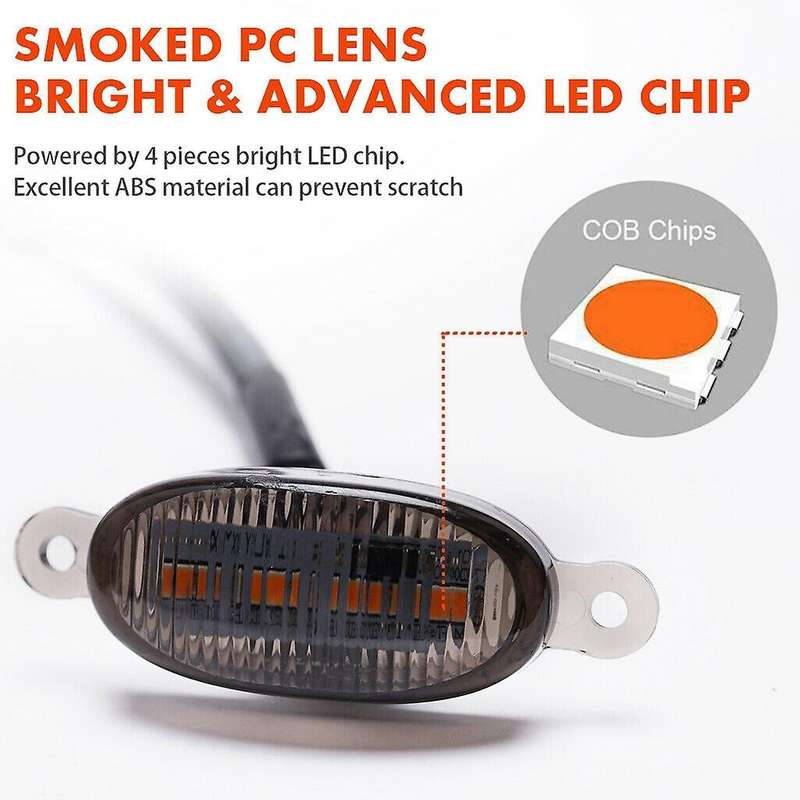 4X Raptor Style Smoked Lens Amber LED Front Grille Running Lights