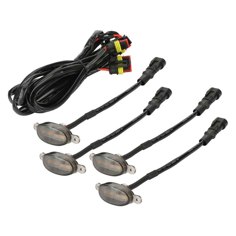 4X Raptor Style Smoked Lens Amber LED Front Grille Running Lights