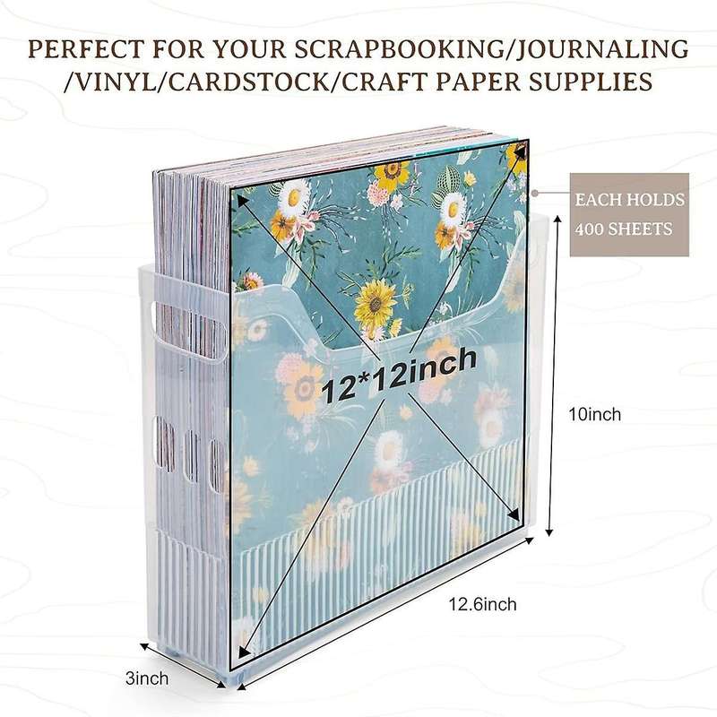 4x Scrapbook Paper Storage with Wheels,plastic Scrapbook Storage Bin for Holding 12 Inch X 12 Inch P