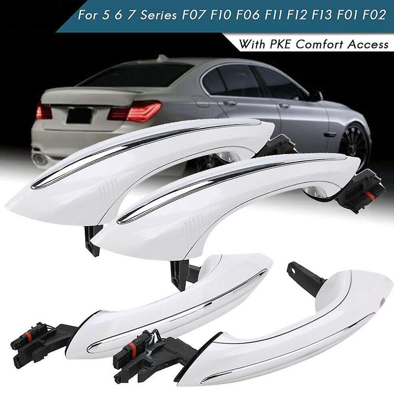 4X White Outer Outside Exterior Comfort Access Door Handle Set for  5 6 7 Series F07 F10 F11 F06 F12