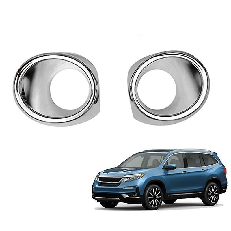 for Pilot 2019 2020 2021 ABS Chrome Front Fog Light Lamp Cover Trim Foglight Bezel Decoration Frame
