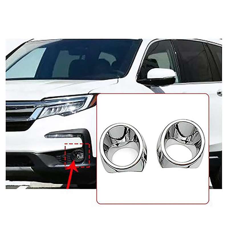 for Pilot 2019 2020 2021 ABS Chrome Front Fog Light Lamp Cover Trim Foglight Bezel Decoration Frame