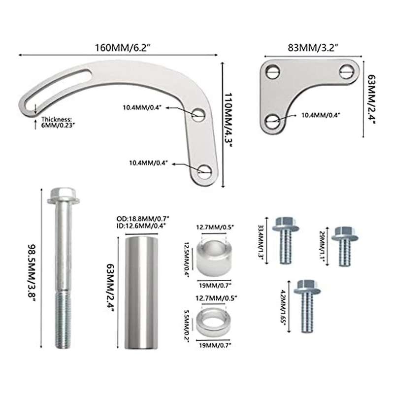 for Power Steering Pump Bracket Compatible for 350 Small Block Lwp Long Water Pump 551522 Adjustable