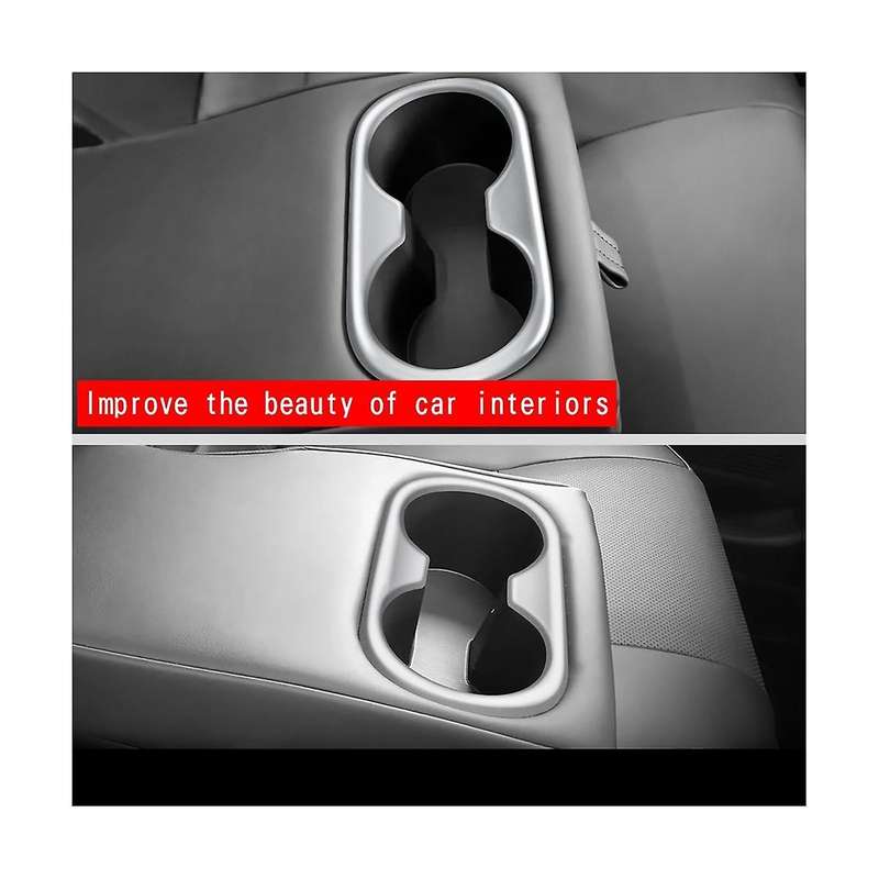 for Prius 60 Series 2020-2023 Silver Car Rear Armrest Water Cup Holder Decoration Frame Cover Trim