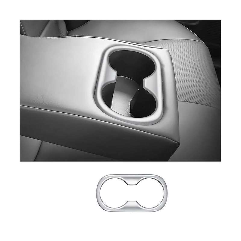 for Prius 60 Series 2020-2023 Silver Car Rear Armrest Water Cup Holder Decoration Frame Cover Trim