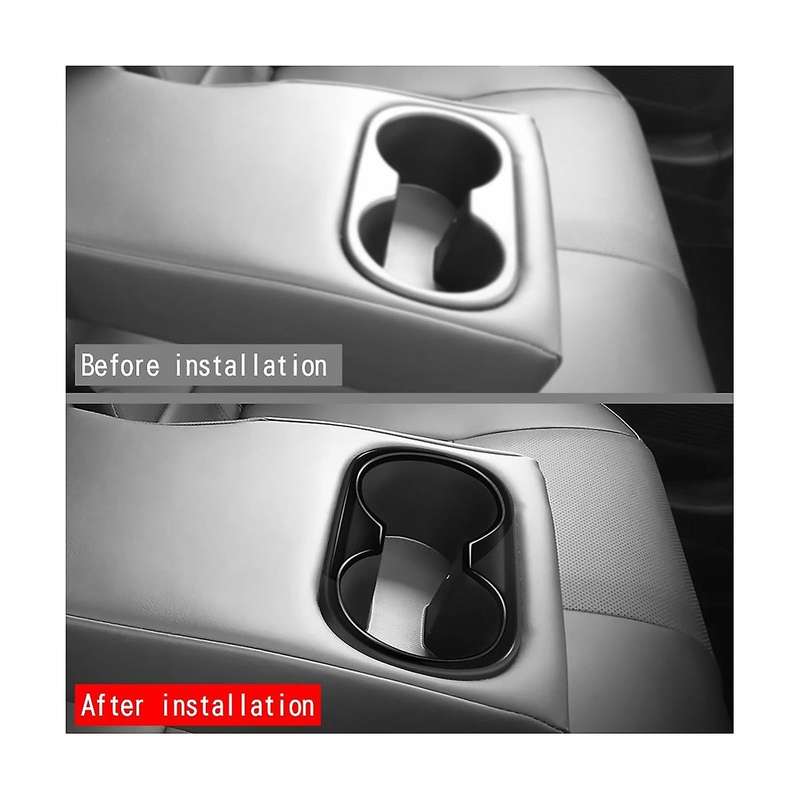 for Prius 60 Series 2020-2023 Glossy Black Car Rear Armrest Water Cup Holder Decoration Frame Cover