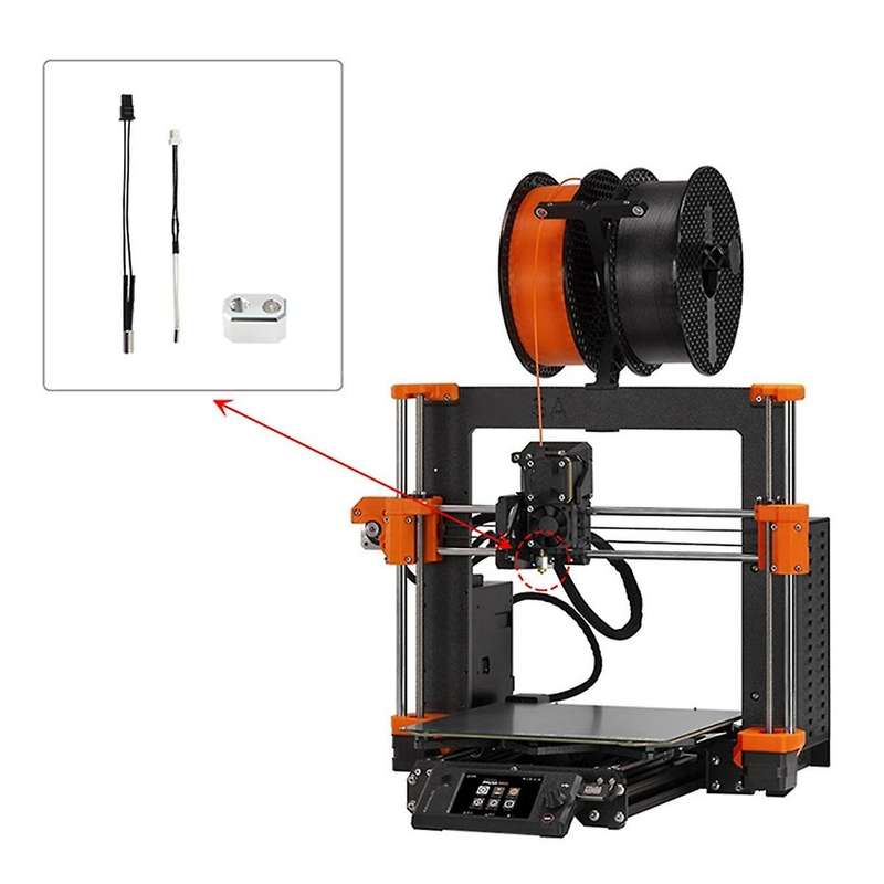 for Prusa I3 MK4 3D Printer Extruders Accessory 24V 40W Heater Thermometer Cable Heating Block Part