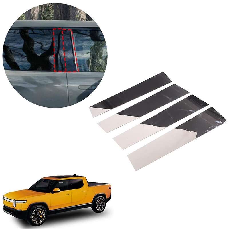 for R1t 2022 2023 Car Door B Pillar Trim Molding Window Cover Trim Stickers Accessories Stainless St