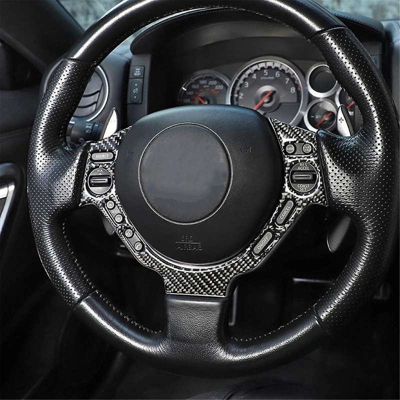 for R35 2009-2015 Carbon Fiber Steering Wheel Button Cover Trim Decoration Frame Interior Accessori