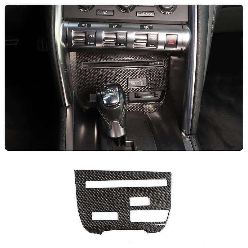 for R35 2008-2016 Dry Carbon Fiber Car Center Console CD Panel Frame Cover Trim Interior Accessories