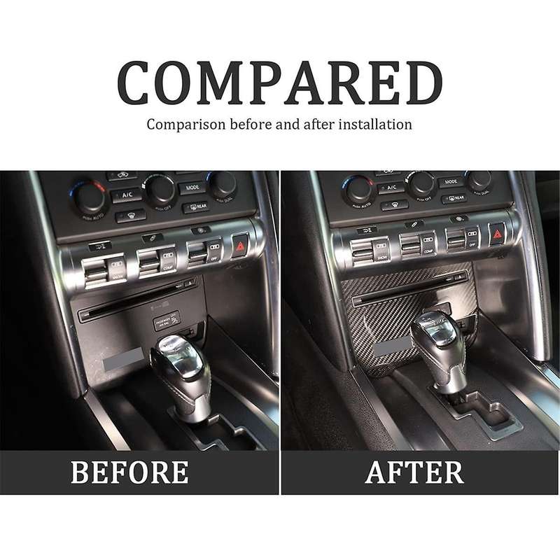 for R35 2008-2016 Dry Carbon Fiber Car Center Console CD Panel Frame Cover Trim Interior Accessories