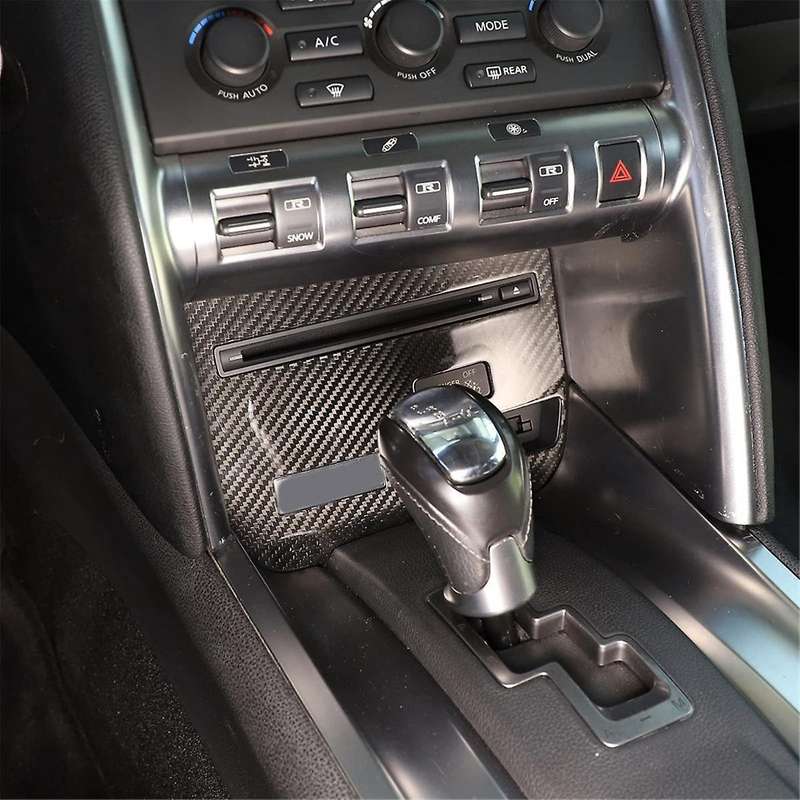 for R35 2008-2016 Dry Carbon Fiber Car Center Console CD Panel Frame Cover Trim Interior Accessories