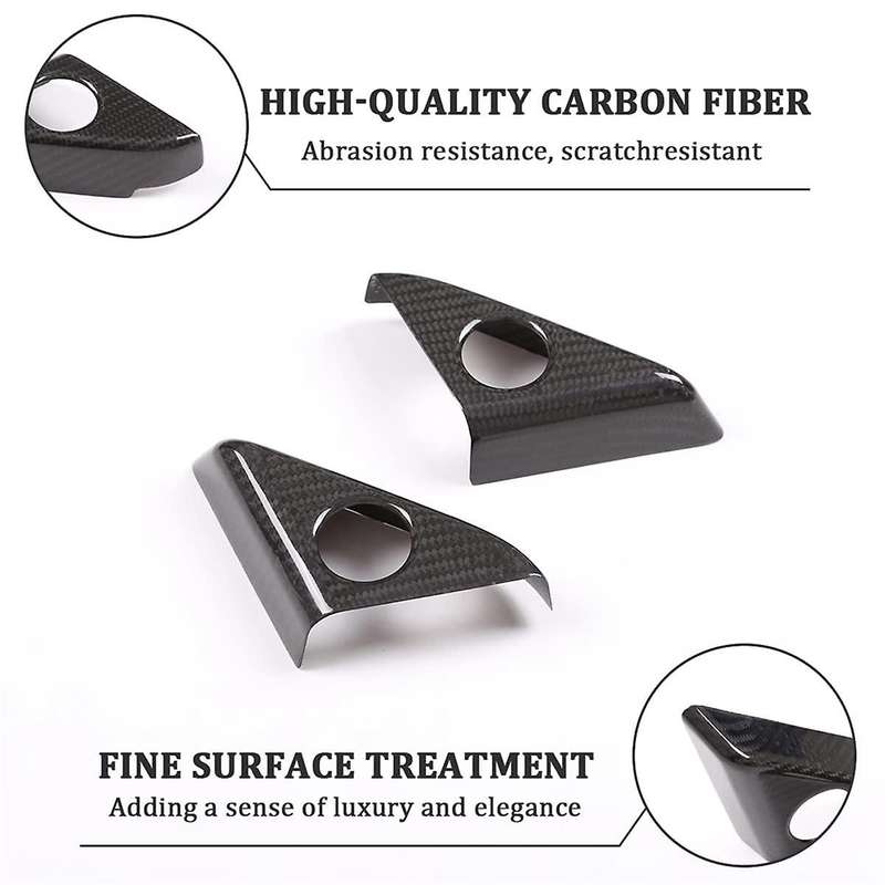 for R35 2008-2016 Dry Carbon Fiber Car Door A Pillar Speaker Cover Frame Trim Interior Accessories
