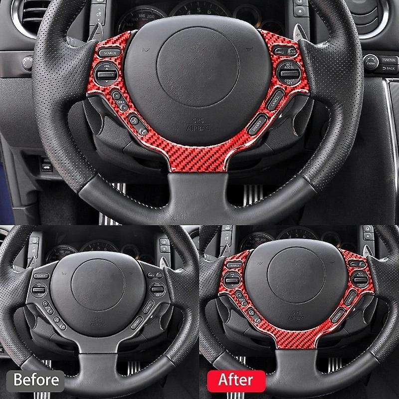 for R35 2009-2015 Carbon Fiber Steering Wheel Switch Button Panel Sticker Speedometer Side Cover Tri