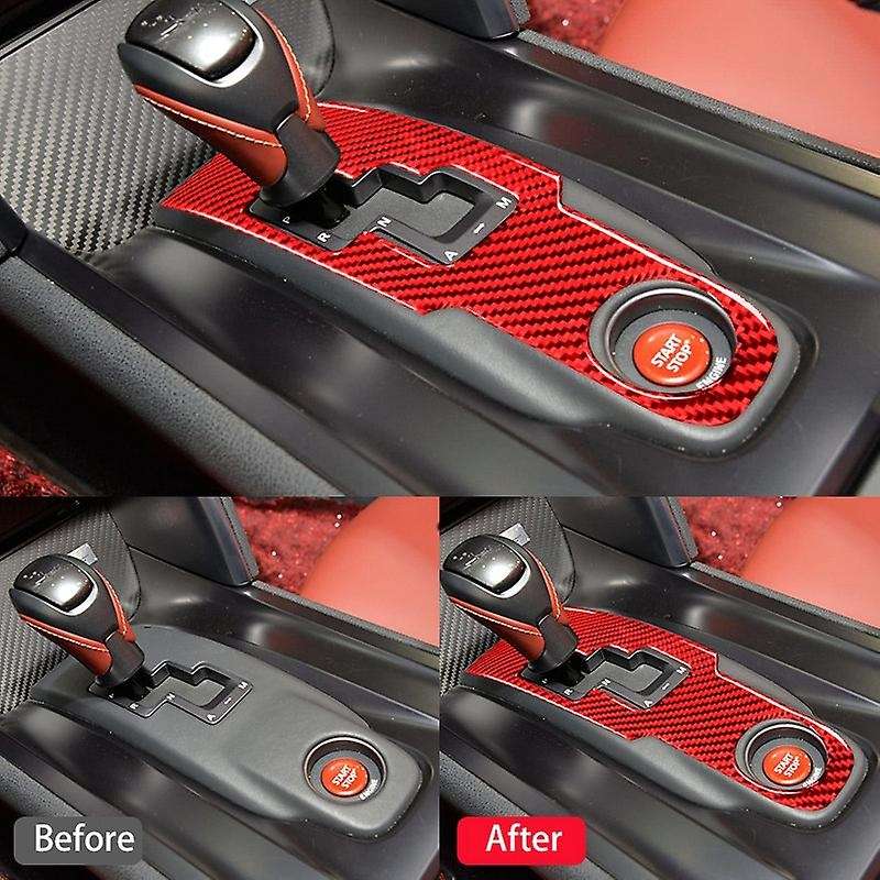 for R35 2009-2015 Carbon Fiber Transmission Console Panel Sticker Gear Shift Frame Cover Trim Red